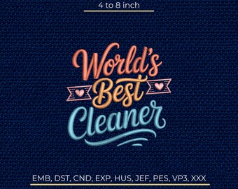 Cleaner Embroidery Design: Cleaning, Housekeeper, Janitor, Custodian, Pattern Stitch Machine File DST PES EMB