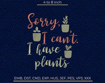 Plants Machine Embroidery Design, Potted Succulent Pattern, Gardening Stitch Machine File DST PES EMB