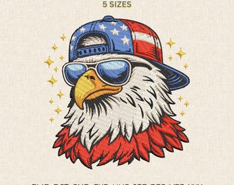 American Eagle Embroidery Design, Patriotic Hat Pattern, 4th of July Machine Embroidery Files DST