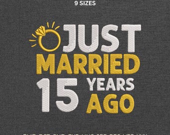 15th Anniversary Machine Embroidery Design, Embroidery Husband and Wife Pattern Stitch File DST PES