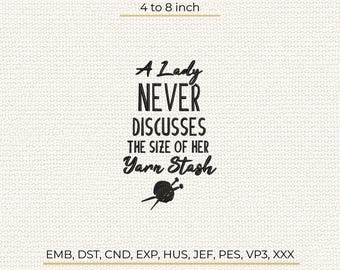 Funny Embroidery Design: Knitting, Crochet, Handmade, Hobby, Quote, Pattern Stitch Machine File DST PES