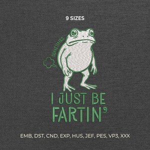 Rolig Fartin Groda Maskinbroderi Design Humor Gag Mönster Stygn Maskinfil DST
