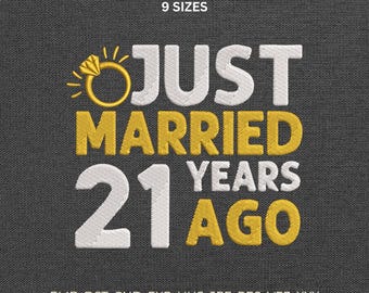21st Anniversary Machine Embroidery Design, Embroidery Husband and Wife Pattern Stitch File DST PES