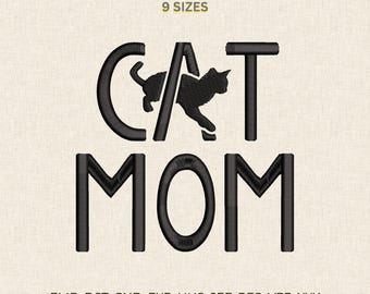 Cat Mom Embroidery Design: Cat Lover, Feline, Pet, Stitch Pattern Machine File DST PES