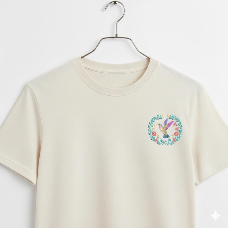 Hummingbird Embroidery Design, Floral Bird Wreath Pattern, Nature Lover ...