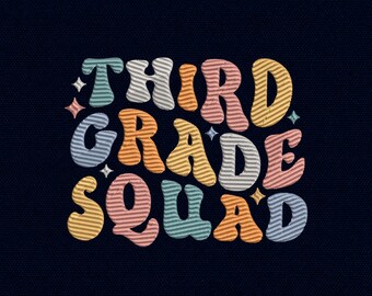 Third Grade Squad Retro Embroidery Design | Back to School Machine File (Digital Download)