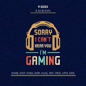Motif de broderie pour machine de jeu, casque de gamer rétro, fichier machine à broder DST PES EMB