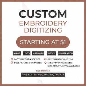 Custom Name Text Logo Embroidery Digitizing Service, Personalized DST PES JEF Machine Embroidery Files