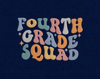 Fourth Grade Squad Embroidery Design | Retro School Machine File (Digital Download)