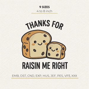 Bread Machine Embroidery Design, Raisin Bread Slice Pattern, Food Stitch File DST PES EMB