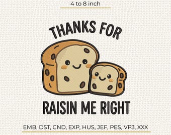 Bread Machine Embroidery Design, Raisin Bread Slice Pattern, Food Stitch File DST PES EMB
