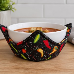 Chili Pepper Microwave Bowl Cozy: Spicy Kitchen Decor, Co Worker Gift, Teacher Gift, Spicy Food Gift, Chili Pepper Lover Gift