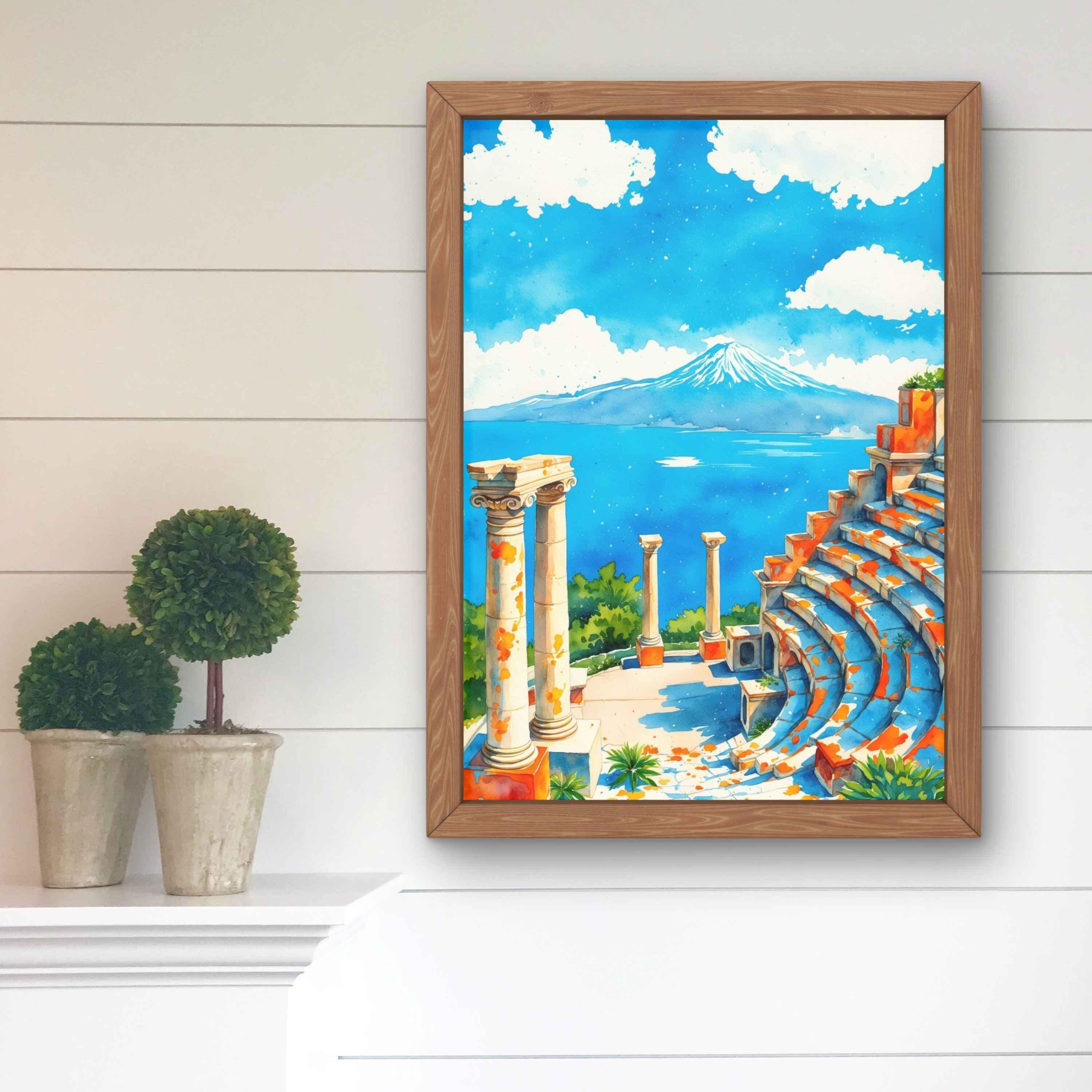 イタリア製立体陶板3Dアート壁掛「タオルミーナルーナ階段」サイン有 タオルミーナビュー - Etsy 日本