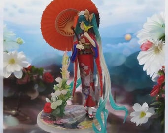 Jiumaocleu Estatua de Miku Figura de Anime Chicas Miku Figura de Acción Vestido Rojo Modelo Decoraciones de Escritorio Regalos para Fans 18CM