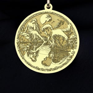 Handgemachte Sterling Silber Narzisse & Hall Anhänger: Jugendstil Mythologie Halskette