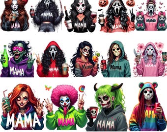 Horror Halloween Mama PNG Bundle: Spooky Clipart (Digital Download)