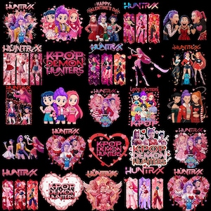 Lot de 25 PNG Saint-Valentin K-Pop Huntrix – Téléchargement Numérique[