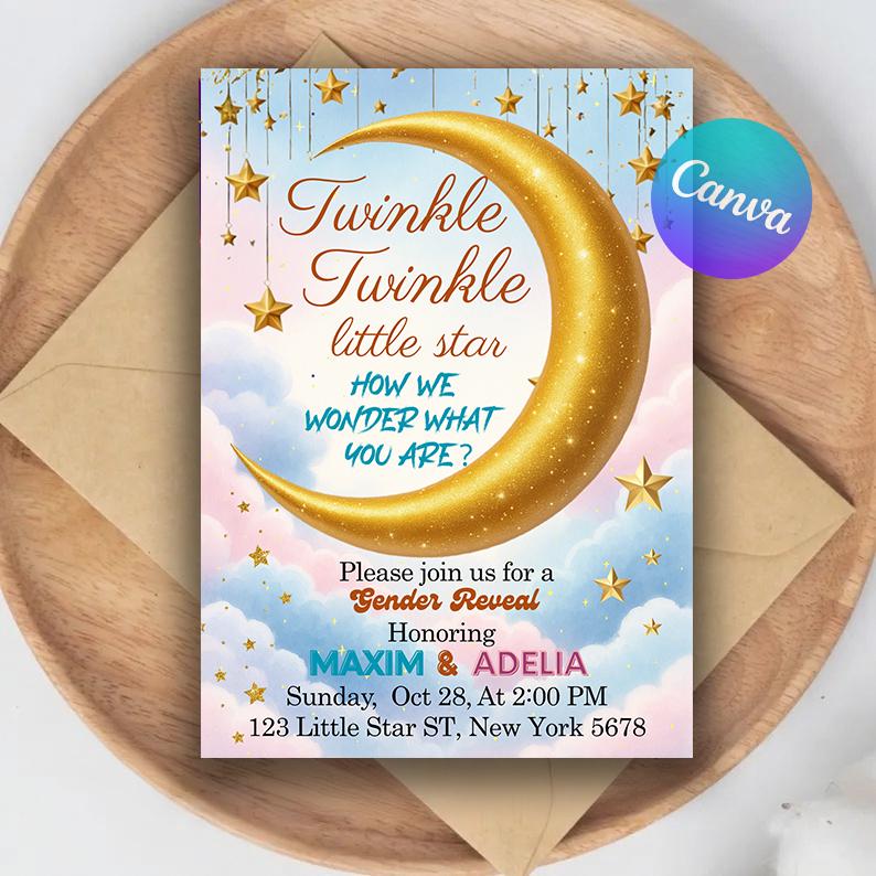 Funmemoir Striscione Per Primo Compleanno Gemelli 'Twinkle Twinkle Little Star How Wonderful You Both Are', Multicolore, Cartoncino Glitterato, 3 Nastri Inclusi - 3