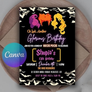 Editable Hocus Pocus Birthday Invitation: Spooky Halloween Theme (Digital 5x7)