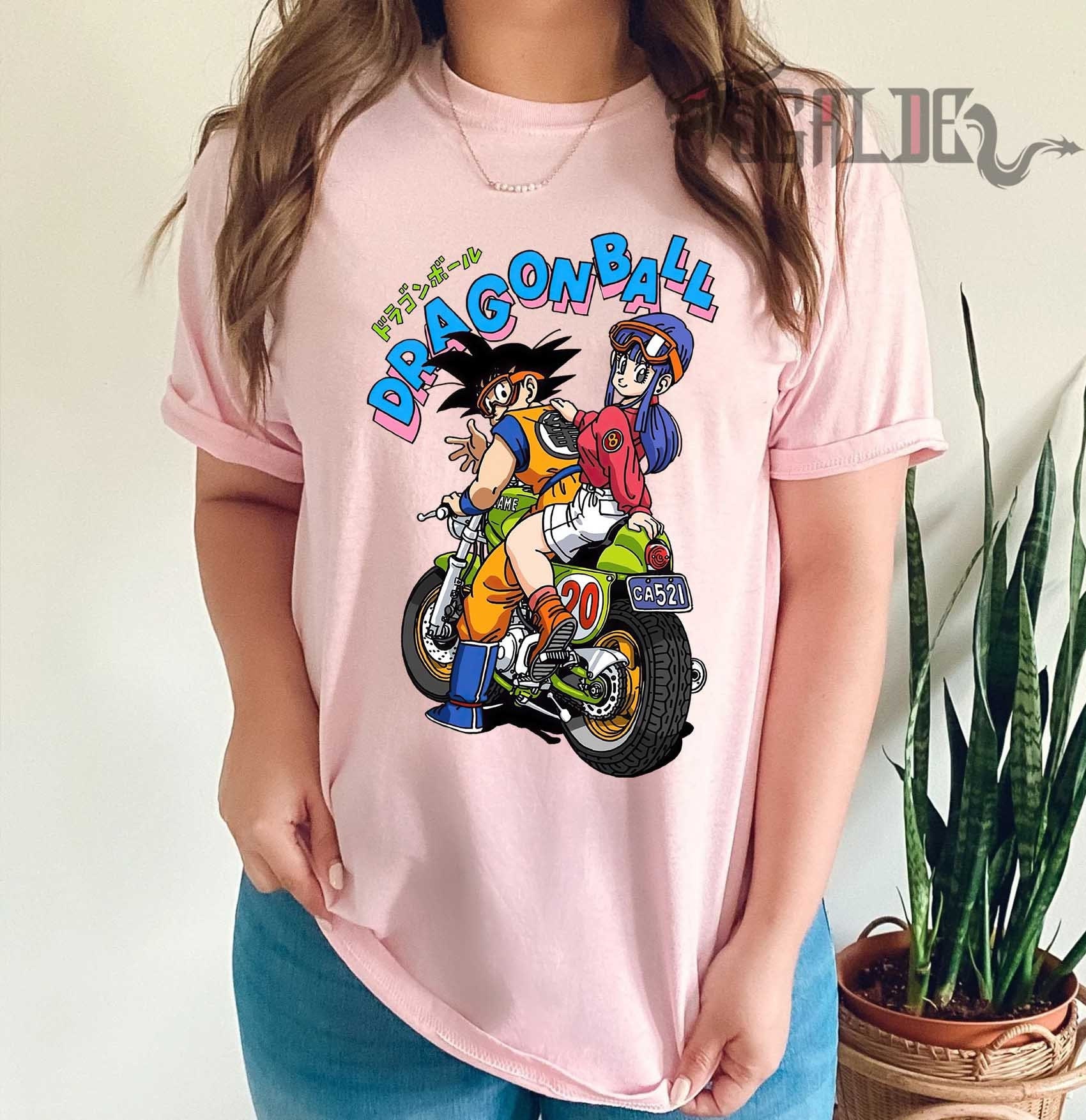 Discover Goku and Bulma driving a motorbike Shirt, Dragon Ball Z Anime T Shirt