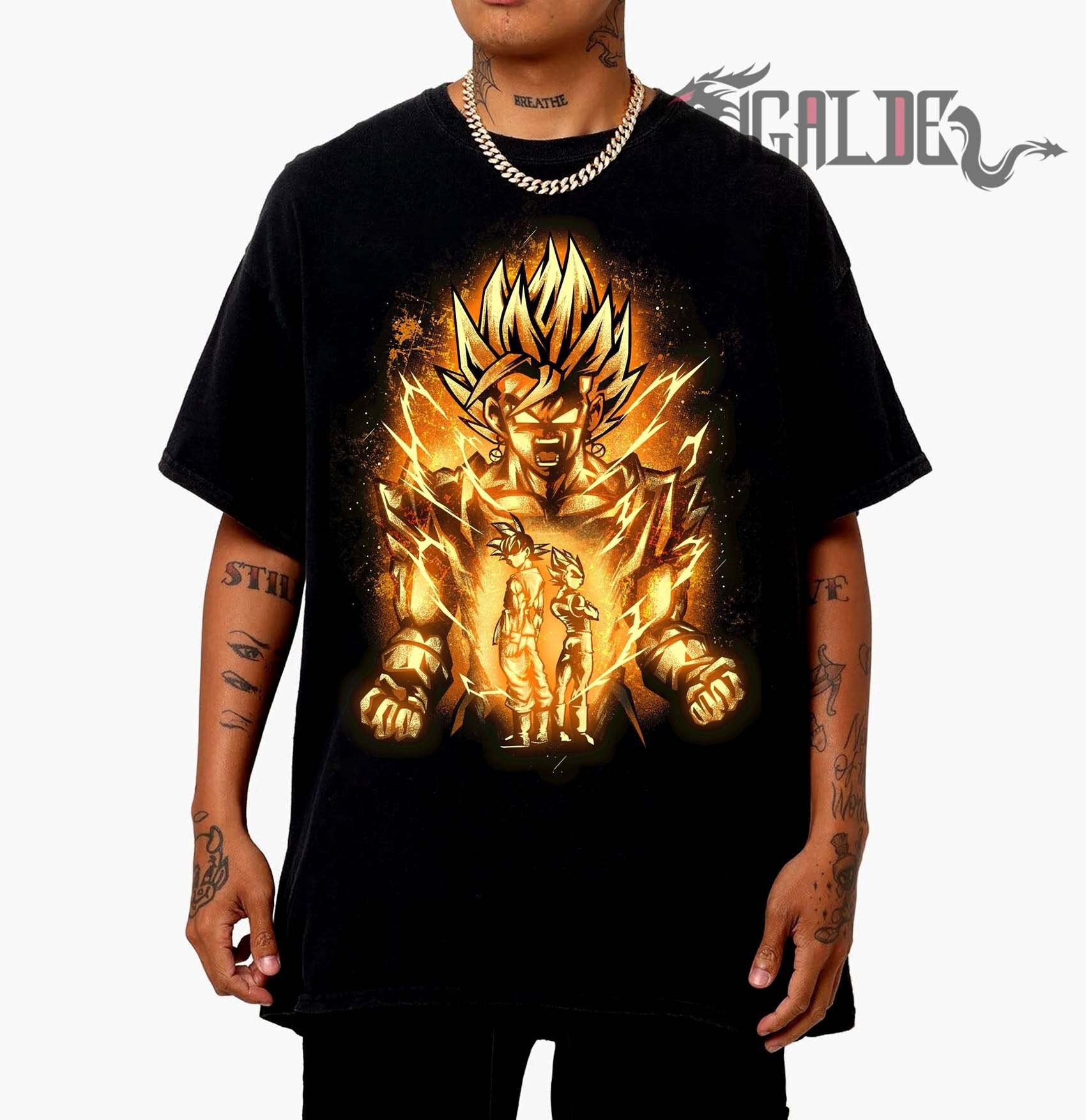 Discover Super Saiyan Vegito Golden Dragon Ball Shirt