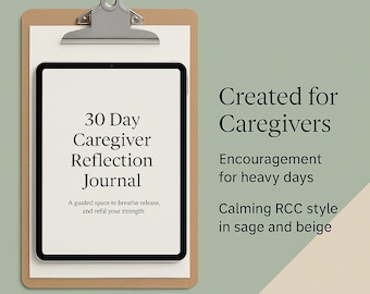 30-Day Caregiver Journal | Printable Guided Prompts for Reflection & Self-Care
