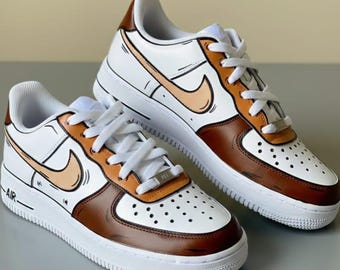 Custom Air Force 1 Sneakers in Brown Tones | Colorful Gift for Her & Him