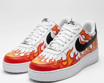 Custom Hand Painted Flame Air Force 1 l Personalized Gift for Sneaker Lovers