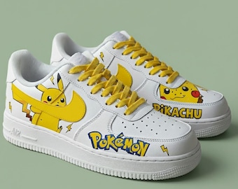 Custom Hand-Painted Pikachu Sneakers / Personalized Air Force 1 Pokemon Shoes /Anime Gift