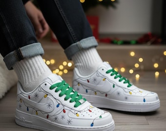 Custom Hand-Painted  Sneakers: Lights & Snowflake Design