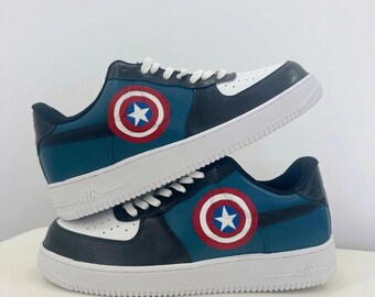 Custom Captain America Sneakers Personalized Air Force 1 | Unique Hand Painted Shoes | Christmas Gift