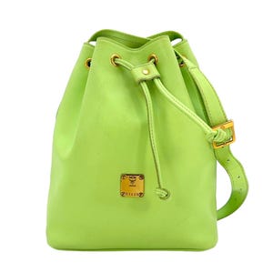 MCM Vintage Leather Bucket Light Green Bucket Bag Shoulder Bag Bag