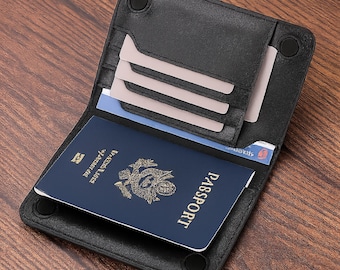 Slim Leather Passport Wallet: Travel Document Organizer with Card Holders