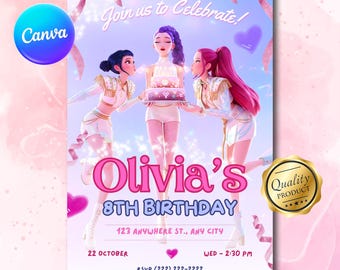 Kpop Birthday Invitation Template: Editable Party Invite (5x7 + Mobile)