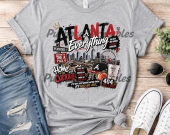 Atlanta Todo PNG, Diseño de camiseta ATL Ga, Camiseta gráfica para fans de Atlanta, Sublimación City Pride, Atlanta PNG, Regalo de los Falcons