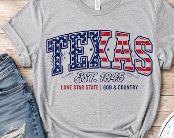 Archivo PNG patriótico vintage de Texas Camisetas rojas, blancas y azules del 4 de julio