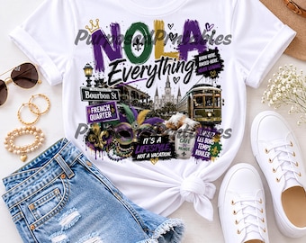 Nola Everything PNG, diseño gráfico de camiseta urbana de Nueva Orleans (descarga digital)