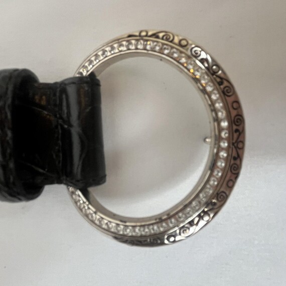 Vintage Brighton Wms Sz XL 36 Black Leather Croc Embossed  display picture 1