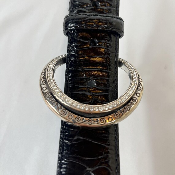 Vintage Brighton Wms Sz XL 36 Black Leather Croc Embossed  display picture 3