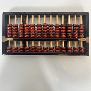 Vintage 13 Digits Rods Wooden Abacus Diamond Chinese Calculator