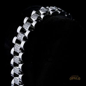 Pulsera de moissanita para hombre, pulsera de eslabones de acero inoxidable con incrustaciones de diamantes, joyería hip hop.