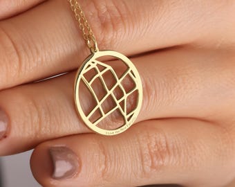 14K Gold Dating Necklace | Custom Coordinates Jewelry | First Date Map Gift | Where We First Met Location Necklace | Where It All Began