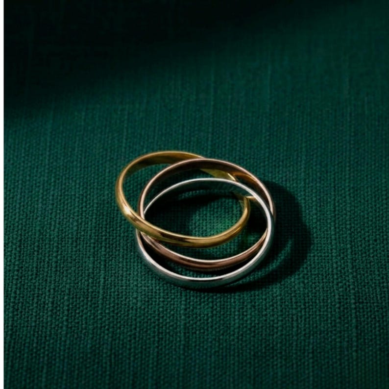 14K Gold | Triple Rolling Ring | Tricolor Gold Band | Anti Anxiety ...