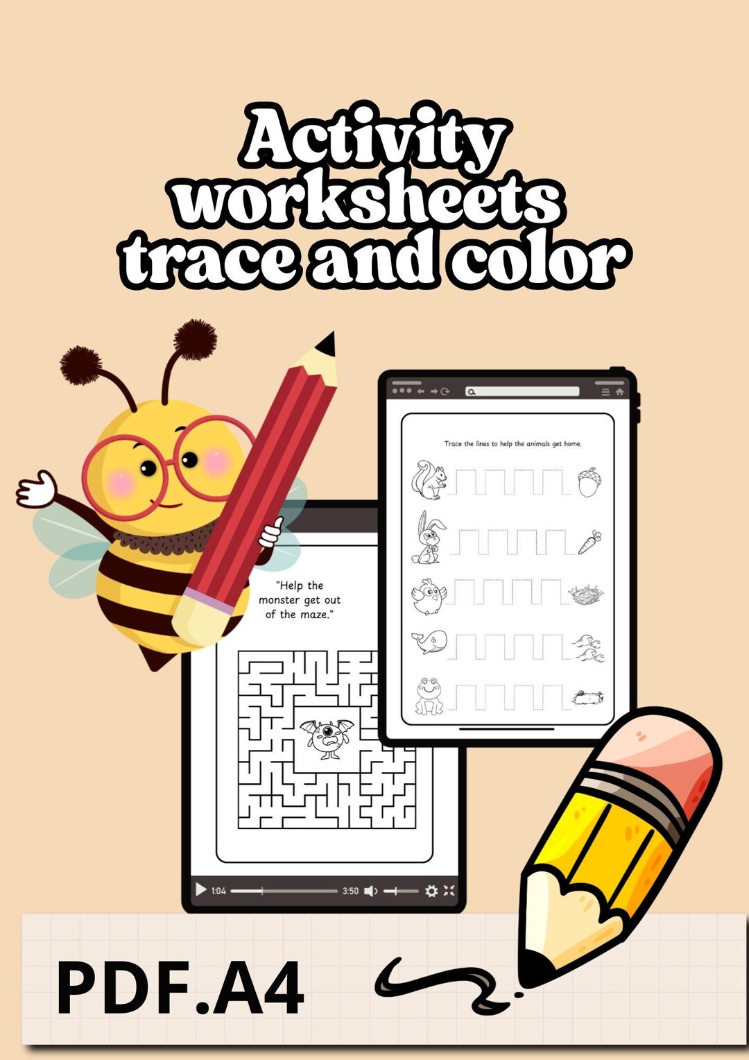 Printable Activity Worksheets for Kids | Trace and Color Worksheets ...