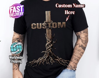 Camiseta con cruz personalizada, regalo de fe cristiana para mujeres y hombres, camiseta religiosa de Jesús, camiseta con cruz con estampado del Árbol de la Vida.