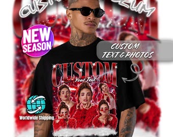 A Wearable Music and Custom Tee, Custom Photo + Name Comfort Shirt, Bootleg rap shirt, Birthday gift idea for him - for her - for your pet