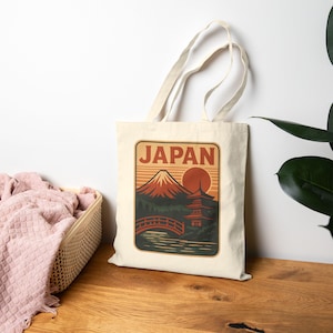Japanese Style Cotton Canvas Tote Bag: Tokyo & Kyoto Travel
