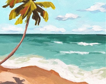 Hawaii Beach painting on stretched canvas 9x12