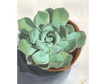 Echeveria - Original Modern Wall art decor still life succulent cactus southwest boho painting