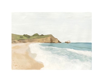 Mori Point Pacifica California Coast Granja moderna casa de playa acrílico pared arte paisaje marino paisaje paisaje pintura PRINT9 "x12"